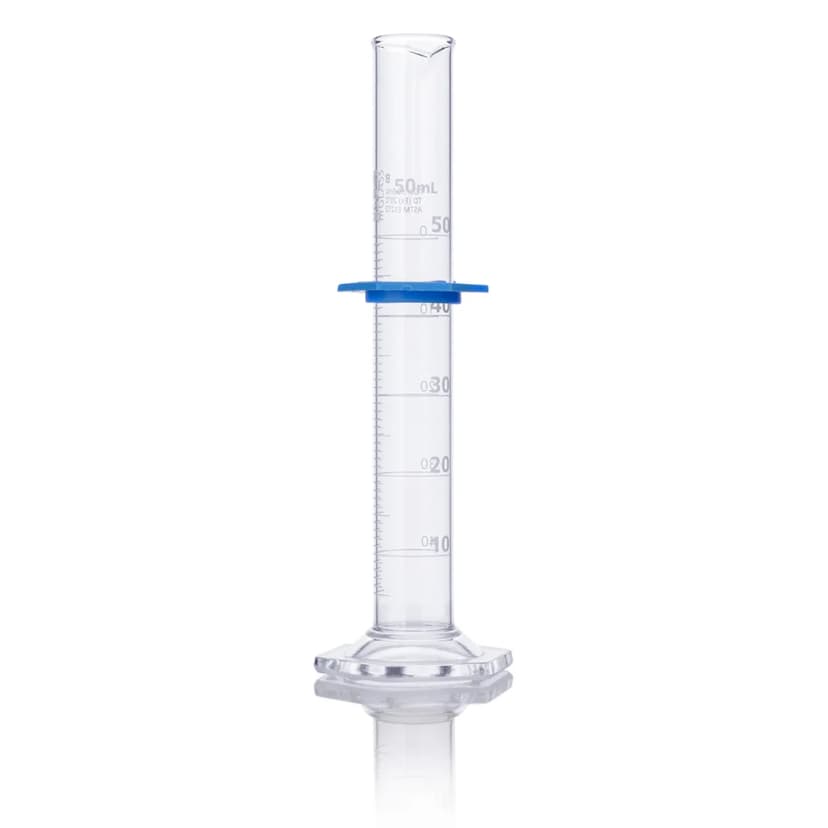 Cylinder, Graduated, Globe Glass, 50mL, Class B, To Deliver (TD), Dual Grads, ASTM E1272, 4/Box