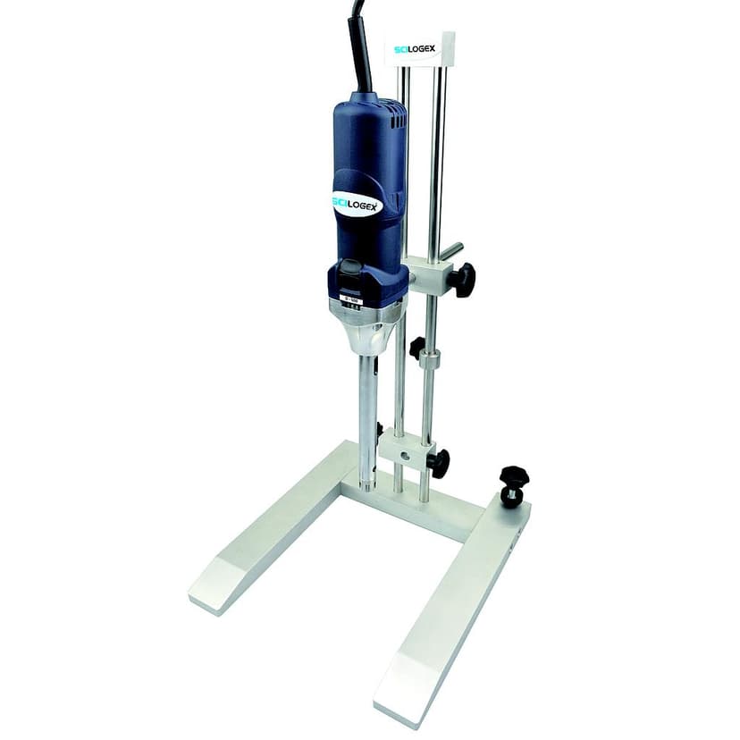 D500 Homogenizer Package - Drive Motor, DS-500/1 20mm dia. generator, with S20C/SR20 flat head-open slot coarse generator, 215mm immerse length, for solid/liquid media, volumes 100-5000ml and with H-600 stand, 220V, 50Hz, Euro Plug