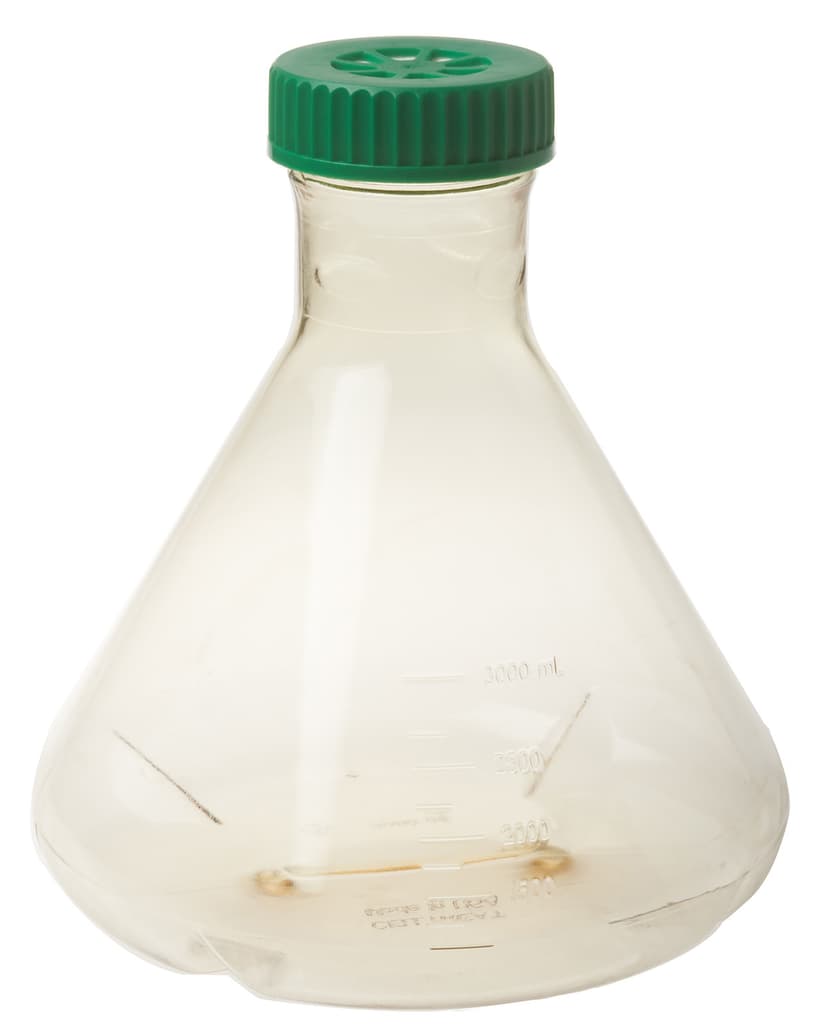 3L Fernbach Flask, Vent Cap, Baffled Bottom, Polycarbonate, Sterile