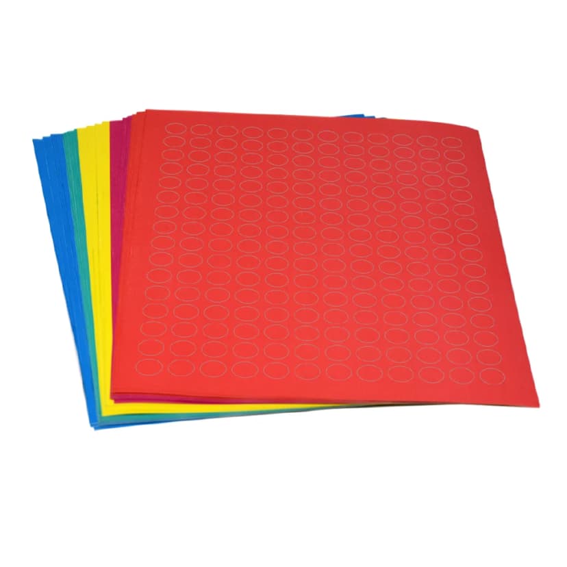 Label Sheets, Cryo, 13mm Dots, for 1.5-2mL Tubes, Assorted Colors (960 labels in blue, green, violet, red and yellow)