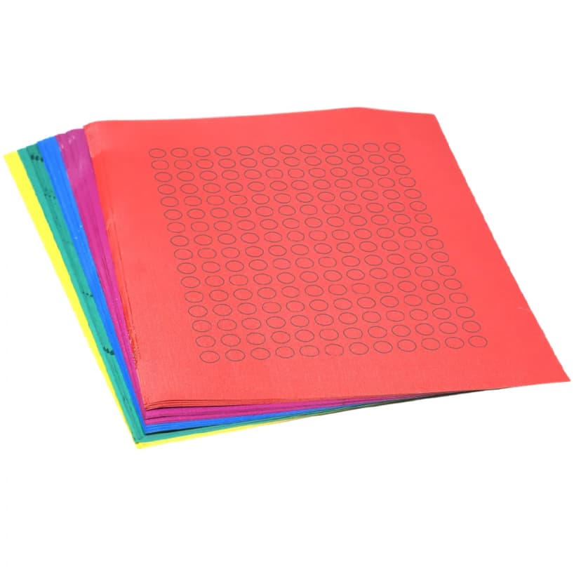 Label Sheets, Cryo, 9.5mm Dots, for 0.5-1.5mL Tubes, Assorted Colors (960 labels in blue, green, violet, red and yellow)