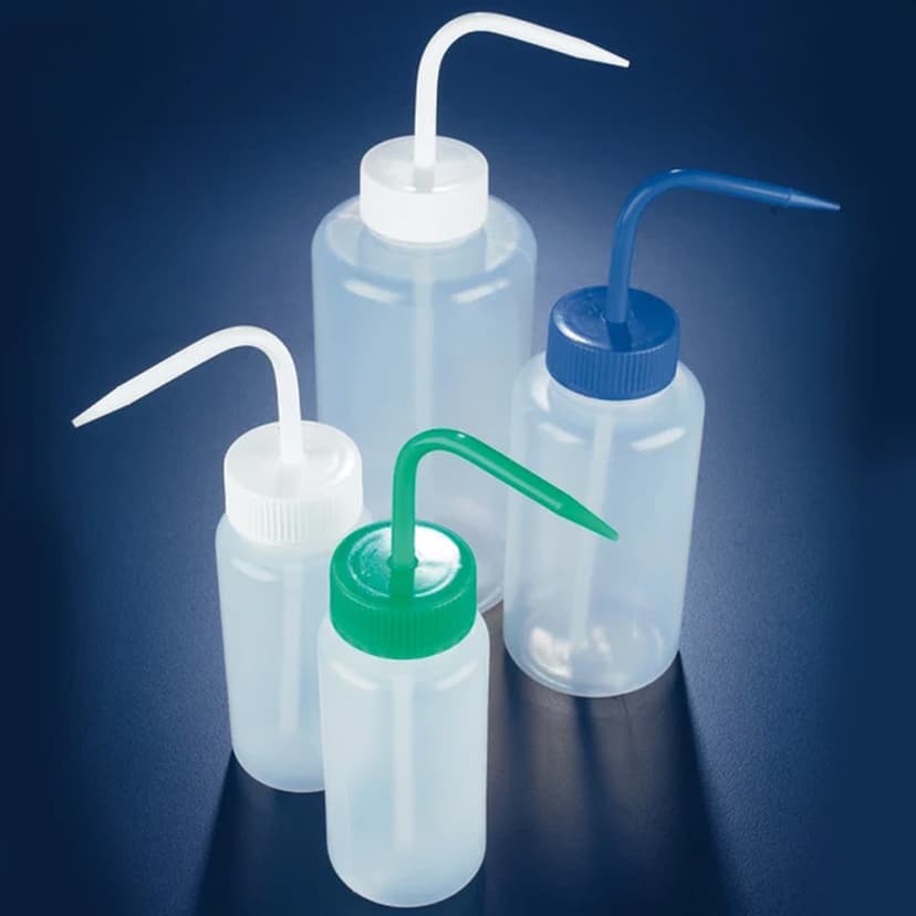 Wash bottle, wide mouth, 250mL, LDPE, round, white screwcap