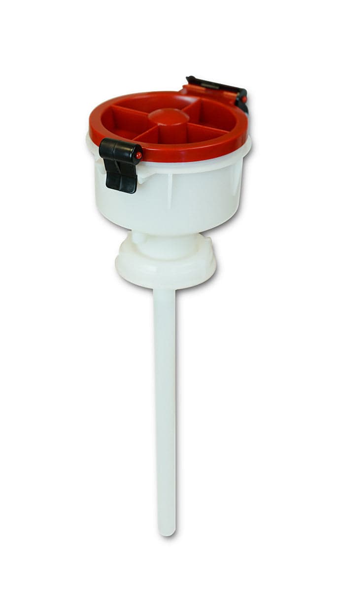 EZwaste® 4" Safety Funnel, HDPE, Red Lid, VersaCap S-70, 1/EA