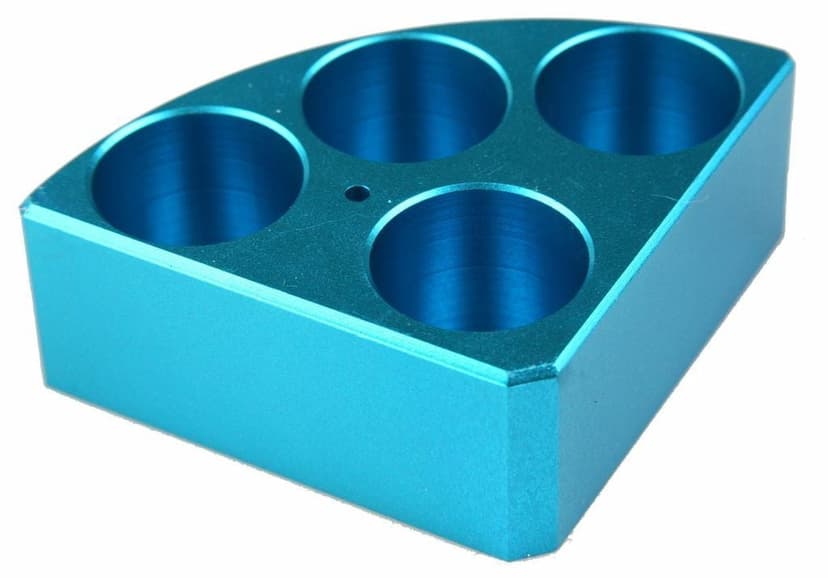Blue quarter reaction block, 4 holes 30 ml reaction vessel 28mm dia x 30mm depth