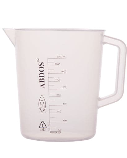 Abdos Printed Beakers with Handle, Polypropylene (PP) 2,000 mL, 4/CS