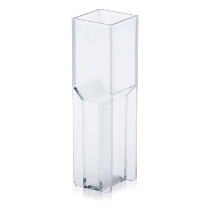 Cuvette, Semi-Micro, 2.5mL, with 2 Clear Sides, UV Grade Polymethylmethacrylate (PMMA), 100/Tray, 5 Trays/Unit