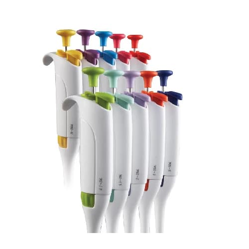 Pearl Adjustable Micro Pipette 5-50ul, White/Orange
