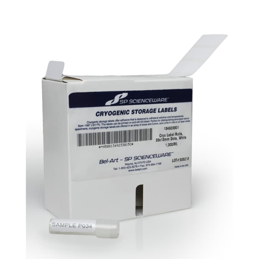 CRYO LABELS ROLLS, 33X13MM LABELS, WHITE