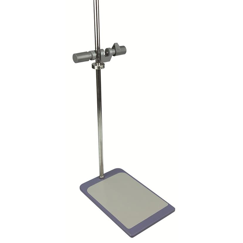 Plate stand, including support rod and clamp