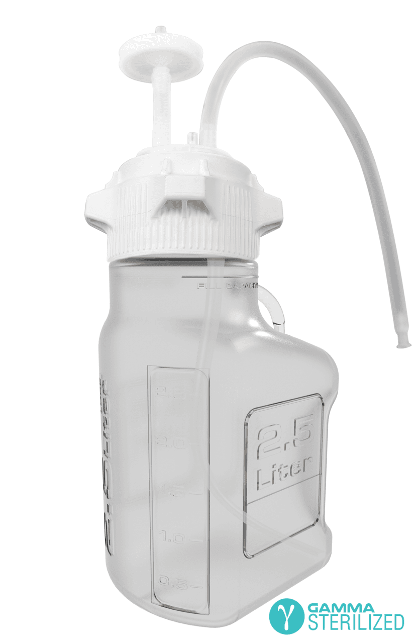 EZBio® Single Use Carboy Assembly, 5 L (1 Gal) Gamma Sterilized PETG Carboy for Aseptic Transfer and Sterile Storage with VersaCap 83B (83 mm), Vent and 1/4 in ID TPE Dip Tube, 1/EA