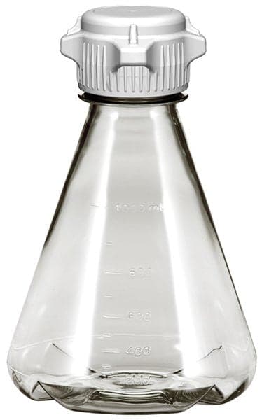 Flask 1 L, Non-Sterile Plastic Erlenmeyer Flasks for Cell Culture and Fermentation, 1 L, Autoclavable Polycarbonate (PC), 53 mm (53B) VersaCap, Baffled Bottom, 6/PK