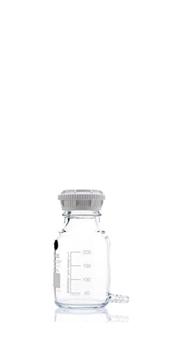 Puregrip Aspirator Bottle GL45 Cap and with Outlet for Tubing 250 mL, 10/CS