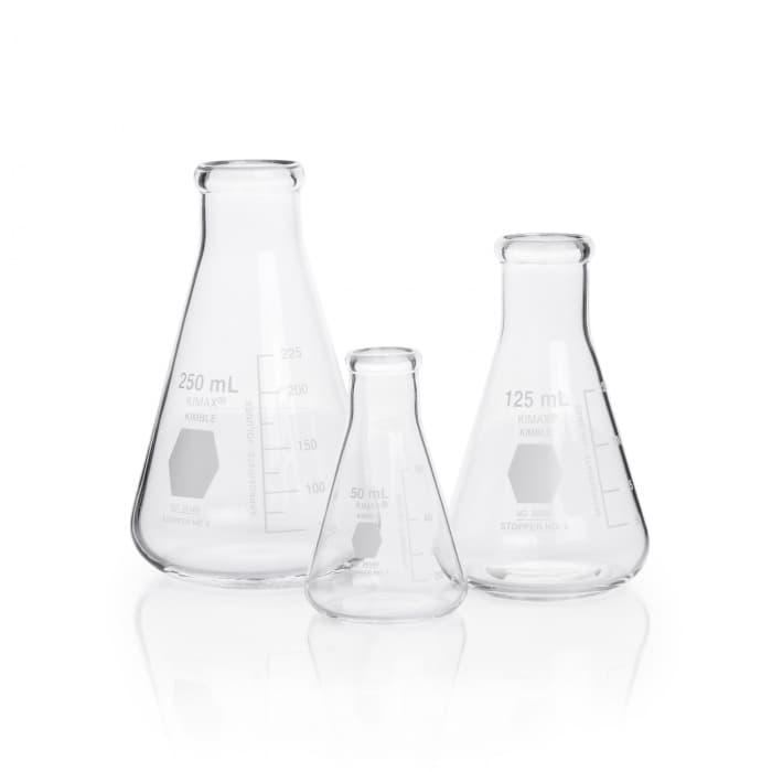 Erlenmeyer Flask,NARROW MOUTH,WHITE SCALE,125ML