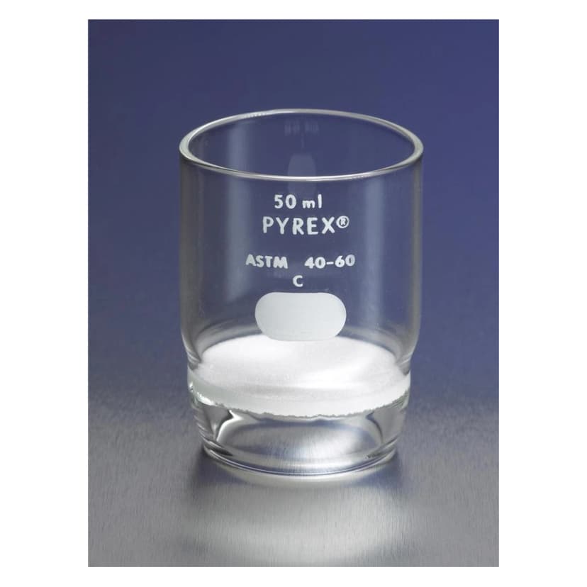 PYREX 50mL High Form Gooch Crucible with 40mm Diameter Medium Porosity Fritted Disc