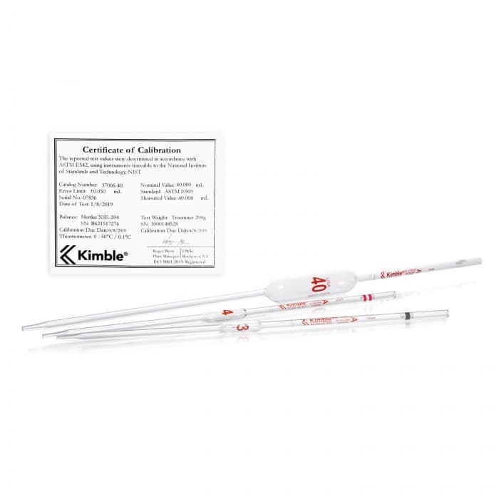 Volumetric Pipet, Class A, TD, Serialized and Certified GREEN, 7mL