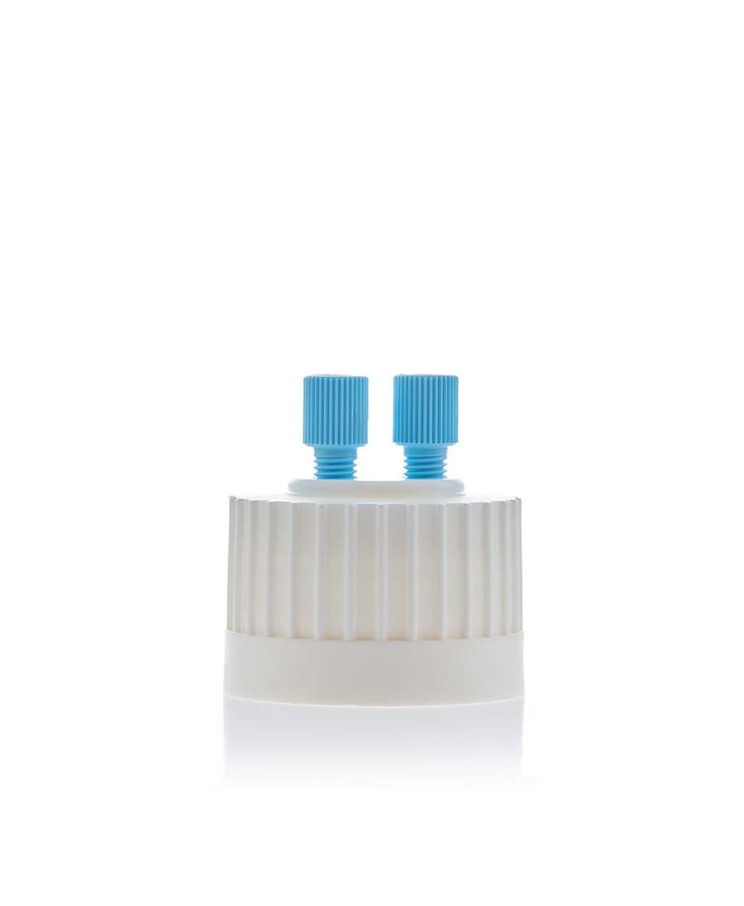 ChromCap100 HPLC Cap Assy, 38-430, Adapter w Vent Hole, Two (2x) Ports3.2mm (1/8") or 1.6 mm (1/16"), OD Tubing, 1/EA