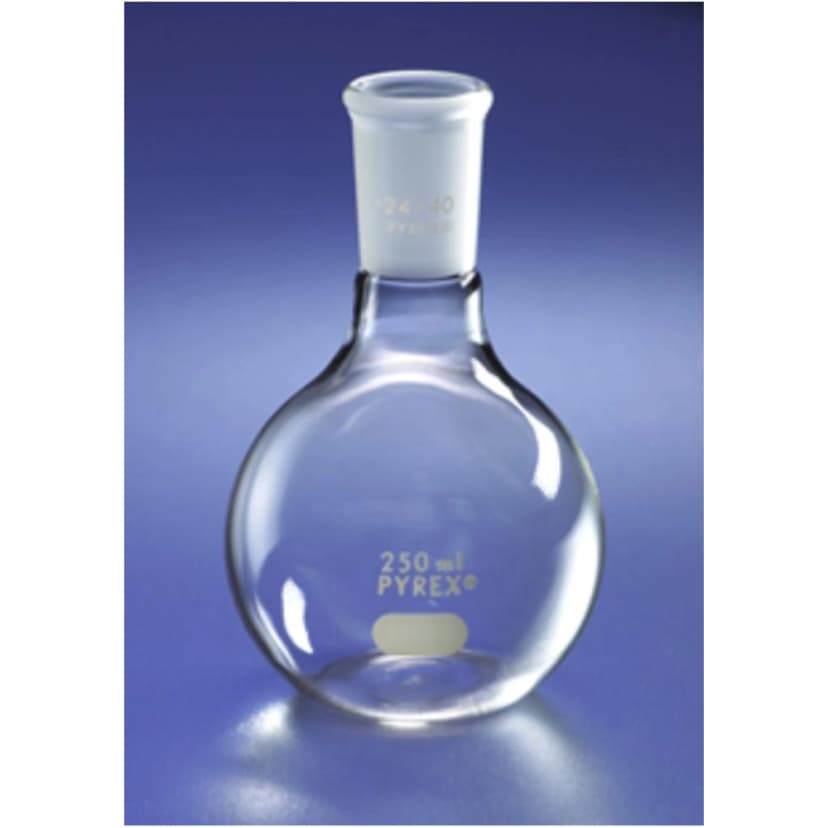 PYREX 1L Short Neck Boiling Flask, Flat Bottom, 24/40 Standard Taper Joint