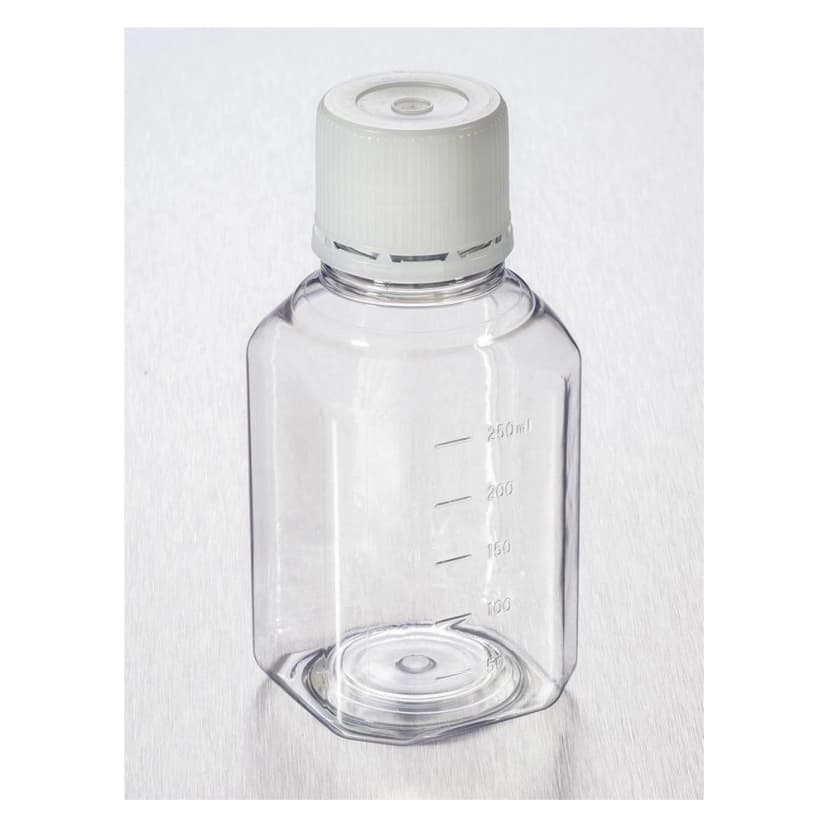 Corning 250mL Octagonal PET Storage Bottles with 31.7mm Screw Caps, Sterile