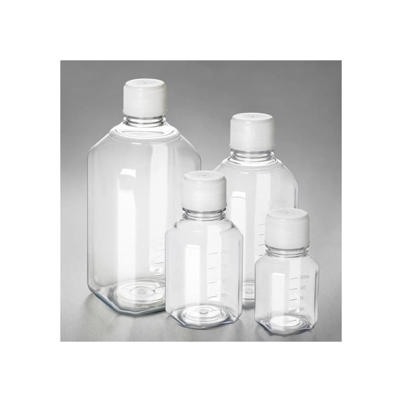Corning PET Media Bottle, 1000 mL, Graduated, 31 mm IATA-Validated Screw Cap, Sterile, Pre-assembled, 12/Tray, 24/Case