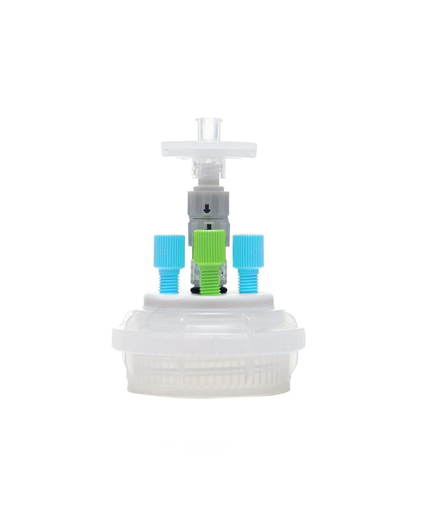 ChromCap300 HPLC Solvent Reservoir VersaCap® GL45 System with Class VI PTFE Adapter & Safety Air Inlet Valve, Cap-Only, Three (3x) Ports 3.2 mm (1/8") or 1.6 mm (1/16") OD Tubing , 1/EA