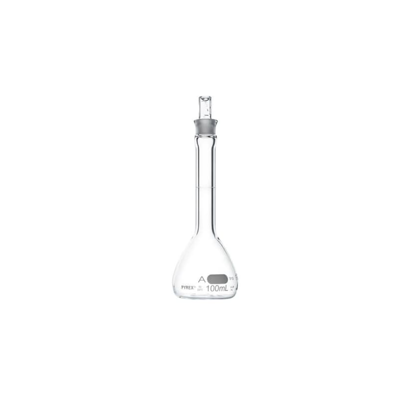 PYREX 100mL Class A Volumetric Flasks with PYREX Glass Standard Taper Stopper
