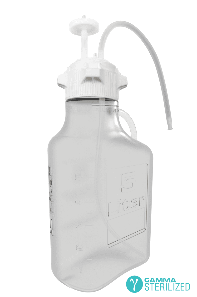EZBio® Single Use Carboy Assembly, 20 L (5Gal) Gamma Sterilized Polypropylene (PP) Carboy for Aseptic Transfer and Sterile Storage with VersaCap 83B (83 mm), Vent and 1/4 in ID TPE Dip Tube, 1/EA