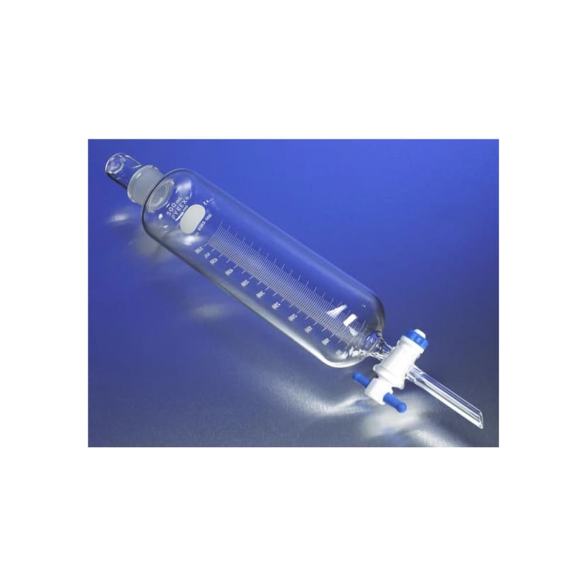 PYREX 1L Cylindrical Separatory Funnel, Graduated, PTFE Product Standard Stopcock, Glass Standard Taper Stopper