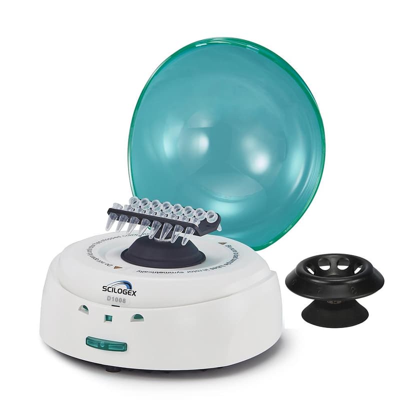 EZee Mini Centrifuge, Green Lid, c/w 8 x 2ml rotor & 2 x PCR8 rotor & 19400029/19400026 0.2/0.5ml rotor adapters, 100-240V, 50/60Hz, US Plug