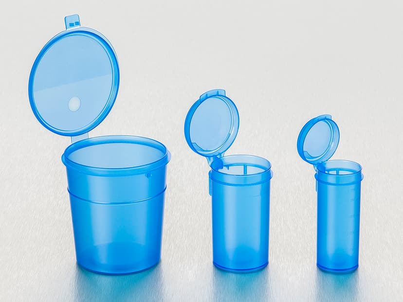 Straight Container, 50 mL, PP, Graduated, Hinged cap, Sterile, 650/Case
