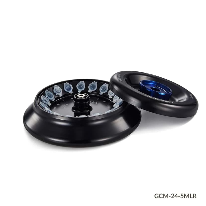 Rotor with Lid, for use with GCM-24 Series High Speed Micro Centrifuges, Aluminum Alloy, Fixing Clips and O-Ring, 15000rpm max, 18-Place for 5mL Round Bottom Tubes