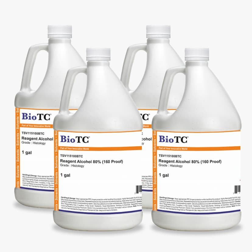Reagent Alcohol 80% (160 Proof) for Histology - 4X1gal