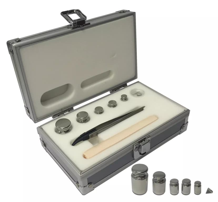 Accuris™ Class E2, Calibration set for Analytical Balances, 6 pcs: 1x100mg, 1x10g, 2x20g, 1x50g, 1x100g