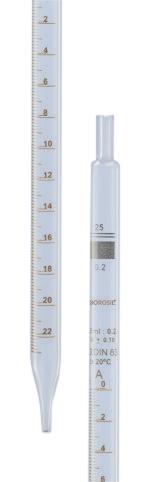 Borosil Graduated Serological pipettes Class B, ISO 835, USP Type I, 0.1mL
