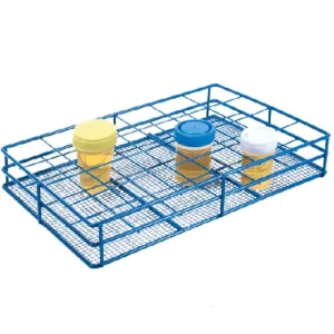 Coated Wire Urine Container Rack, 50-58mm, 4x6 Format, Blue